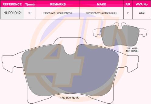 4U 4UP04042 - Brake Pad Set, disc brake car-mod.net