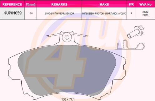 4U 4UP04059 - Brake Pad Set, disc brake car-mod.net