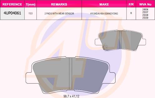 4U 4UP04061 - Brake Pad Set, disc brake car-mod.net