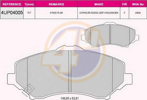 4U 4UP04005 - Brake Pad Set, disc brake car-mod.net