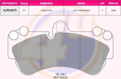 4U 4UP04075 - Brake Pad Set, disc brake car-mod.net
