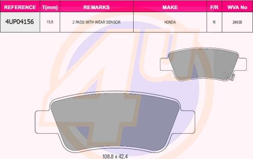 4U 4UP04156 - Brake Pad Set, disc brake car-mod.net