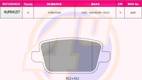 4U 4UP04157 - Brake Pad Set, disc brake car-mod.net