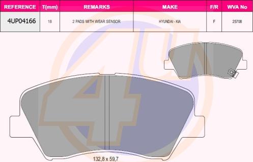 4U 4UP04166 - Brake Pad Set, disc brake car-mod.net