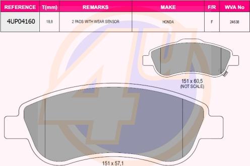 4U 4UP04160 - Brake Pad Set, disc brake car-mod.net