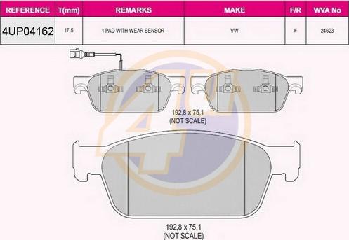 4U 4UP04162 - Brake Pad Set, disc brake car-mod.net