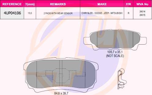 4U 4UP04106 - Brake Pad Set, disc brake car-mod.net