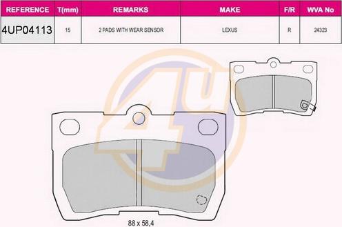4U 4UP04113 - Brake Pad Set, disc brake car-mod.net