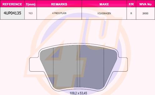 4U 4UP04135 - Brake Pad Set, disc brake car-mod.net