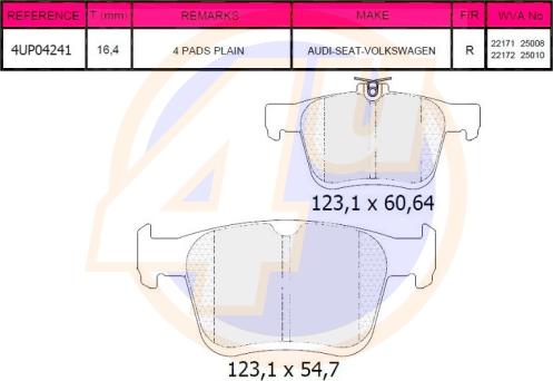 4U 4UP04241 - Brake Pad Set, disc brake car-mod.net