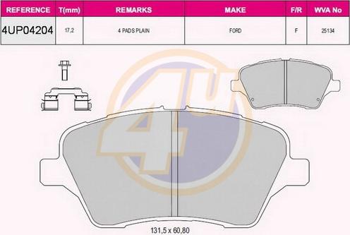 4U 4UP04204 - Brake Pad Set, disc brake car-mod.net