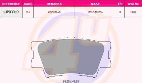 4U 4UP03949 - Brake Pad Set, disc brake car-mod.net