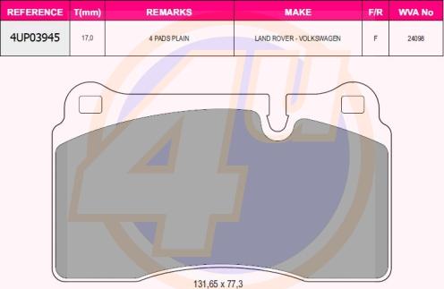 4U 4UP03945 - Brake Pad Set, disc brake car-mod.net