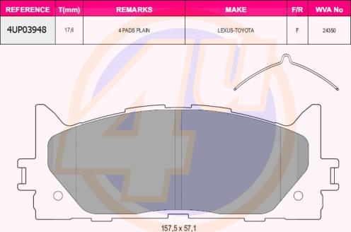 4U 4UP03948 - Brake Pad Set, disc brake car-mod.net