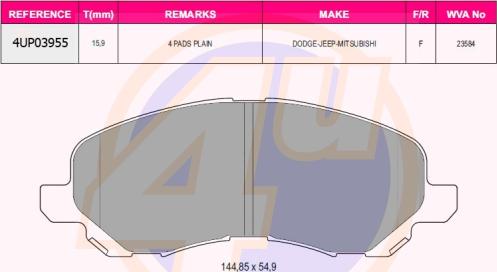 4U 4UP03955 - Brake Pad Set, disc brake car-mod.net