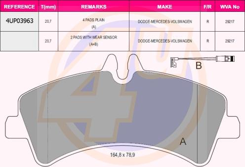 4U 4UP03963 - Brake Pad Set, disc brake car-mod.net