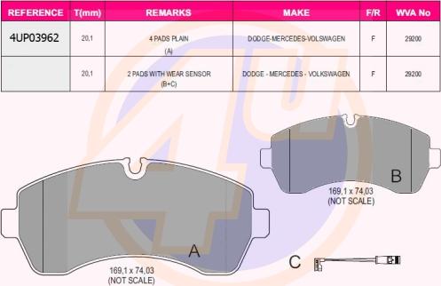 4U 4UP03962 - Brake Pad Set, disc brake car-mod.net