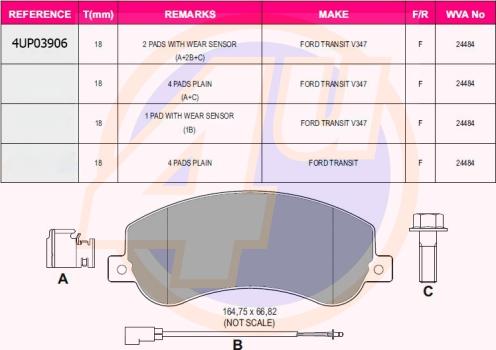 4U 4UP03906 - Brake Pad Set, disc brake car-mod.net