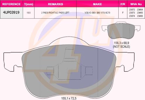 4U 4UP03919 - Brake Pad Set, disc brake car-mod.net