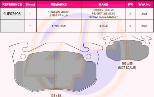 4U 4UP03496 - Brake Pad Set, disc brake car-mod.net