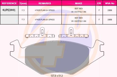 4U 4UP03441 - Brake Pad Set, disc brake car-mod.net