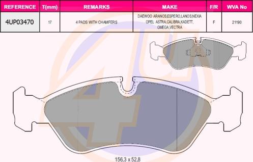 4U 4UP03470 - Brake Pad Set, disc brake car-mod.net