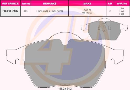 4U 4UP03506 - Brake Pad Set, disc brake car-mod.net