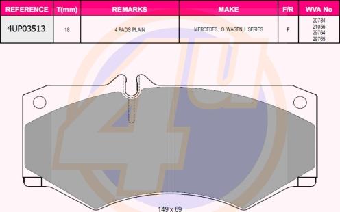 4U 4UP03513 - Brake Pad Set, disc brake car-mod.net