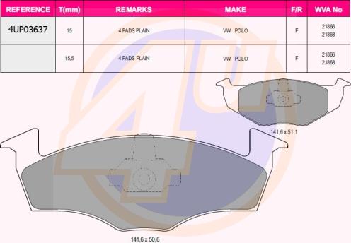 4U 4UP03637 - Brake Pad Set, disc brake car-mod.net