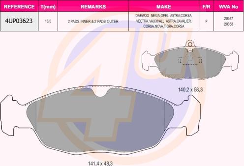 4U 4UP03623 - Brake Pad Set, disc brake car-mod.net