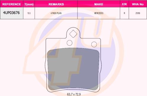 4U 4UP03676 - Brake Pad Set, disc brake car-mod.net
