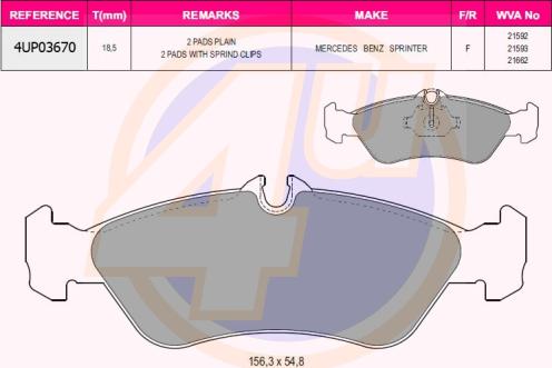 4U 4UP03670 - Brake Pad Set, disc brake car-mod.net