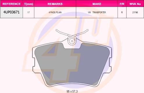 4U 4UP03671 - Brake Pad Set, disc brake car-mod.net
