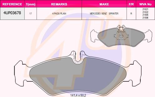 4U 4UP03678 - Brake Pad Set, disc brake car-mod.net