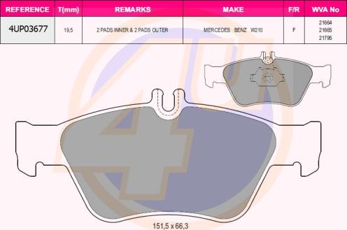 4U 4UP03677 - Brake Pad Set, disc brake car-mod.net