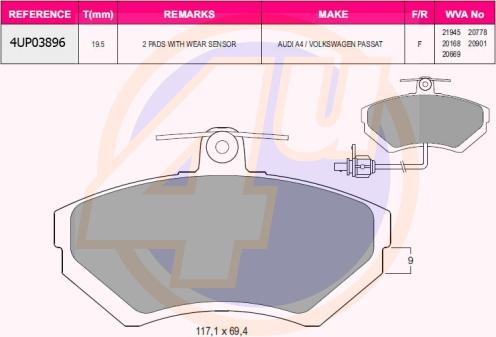 4U 4UP03896 - Brake Pad Set, disc brake car-mod.net
