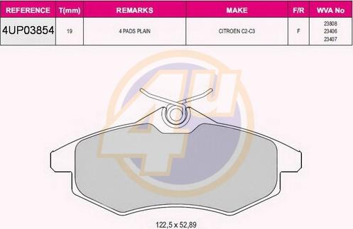 4U 4UP03854 - Brake Pad Set, disc brake car-mod.net