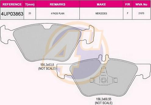 4U 4UP03863 - Brake Pad Set, disc brake car-mod.net