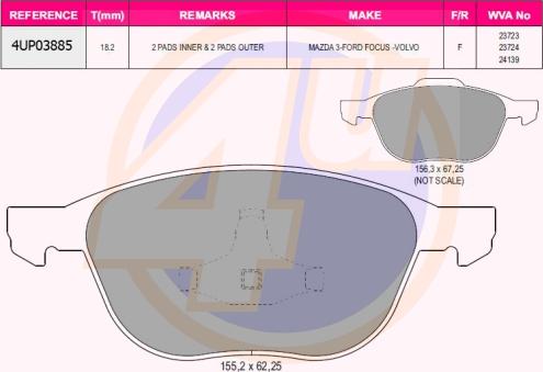 4U 4UP03885 - Brake Pad Set, disc brake car-mod.net