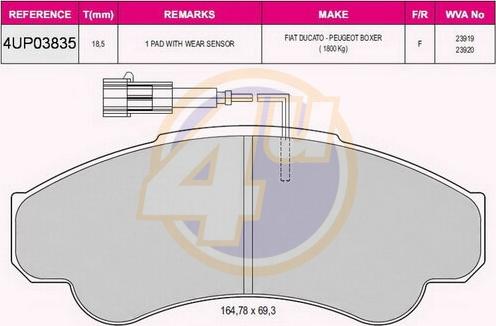 4U 4UP03835 - Brake Pad Set, disc brake car-mod.net