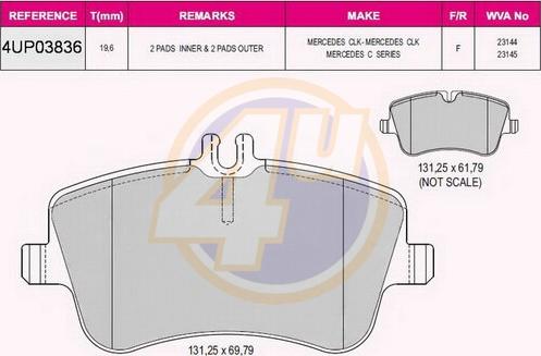 4U 4UP03836 - Brake Pad Set, disc brake car-mod.net