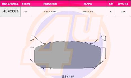 4U 4UP03833 - Brake Pad Set, disc brake car-mod.net