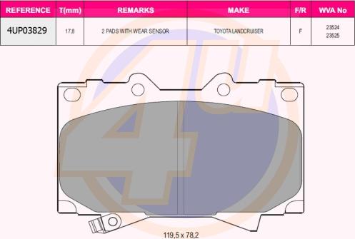 4U 4UP03829 - Brake Pad Set, disc brake car-mod.net