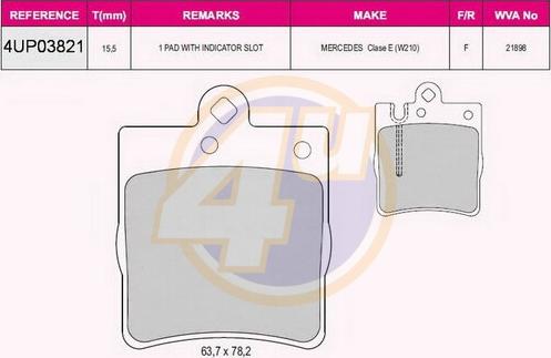 4U 4UP03821 - Brake Pad Set, disc brake car-mod.net