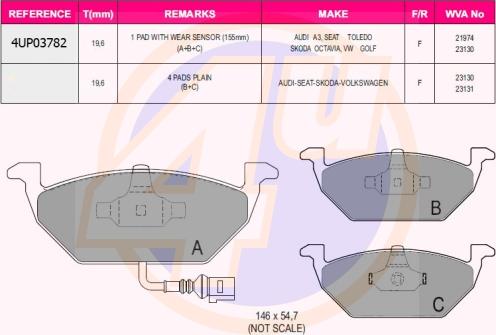 4U 4UP03782 - Brake Pad Set, disc brake car-mod.net