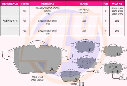 4U 4UP35901 - Brake Pad Set, disc brake car-mod.net