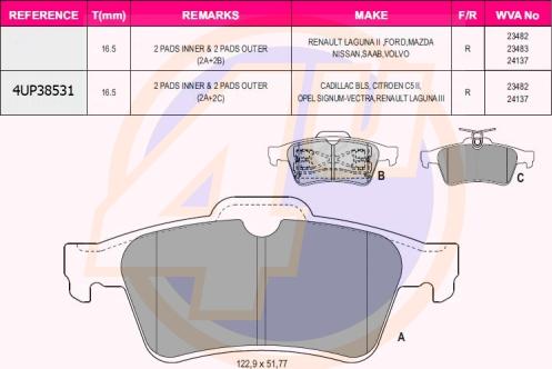 4U 4UP38531 - Brake Pad Set, disc brake car-mod.net