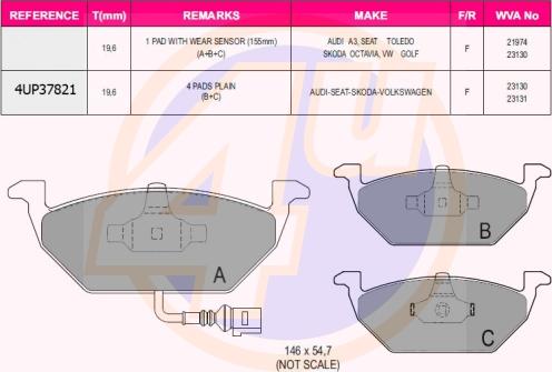 4U 4UP37821 - Brake Pad Set, disc brake car-mod.net