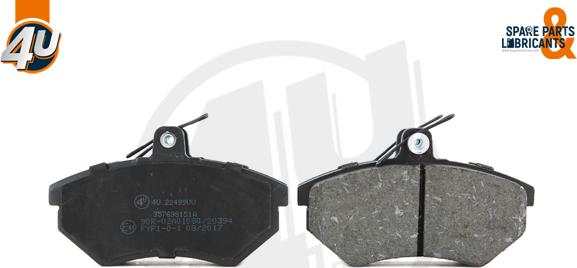 4U Autoparts 22499VV - Brake Pad Set, disc brake car-mod.net