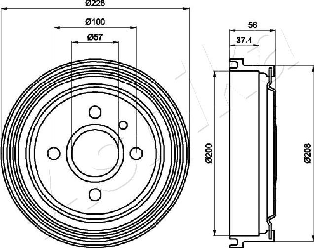 4X4 ESTANFI EST-56-00-0403 - Brake Drum car-mod.net